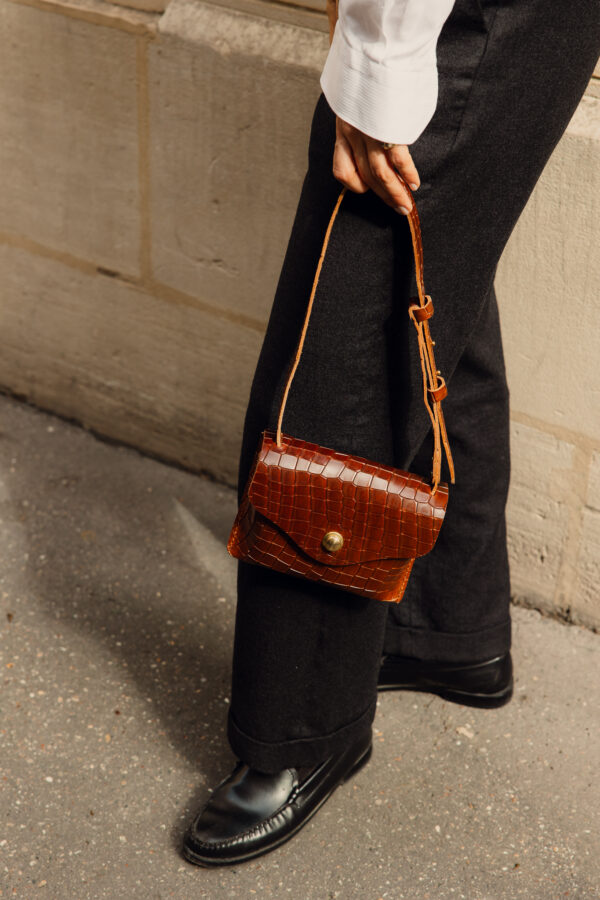 CÉLESTE MINI « AUTRUCHE » MARRON