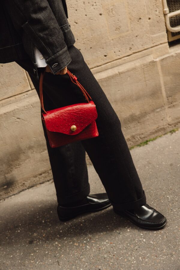 CÉLESTE MINI « AUTRUCHE » ROUGE