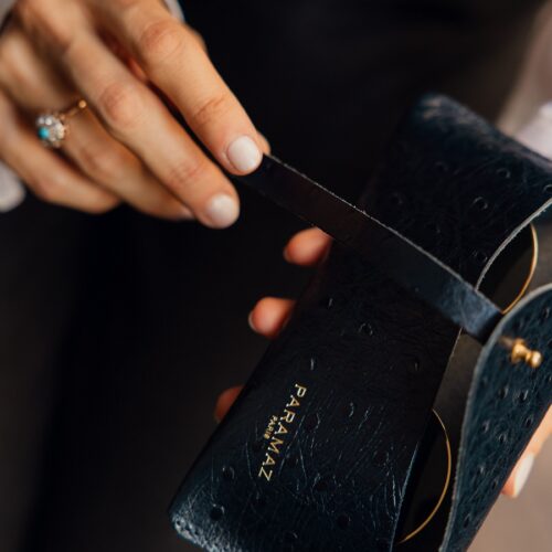Etui a Lunettes BLEU « AUTRUCHE »